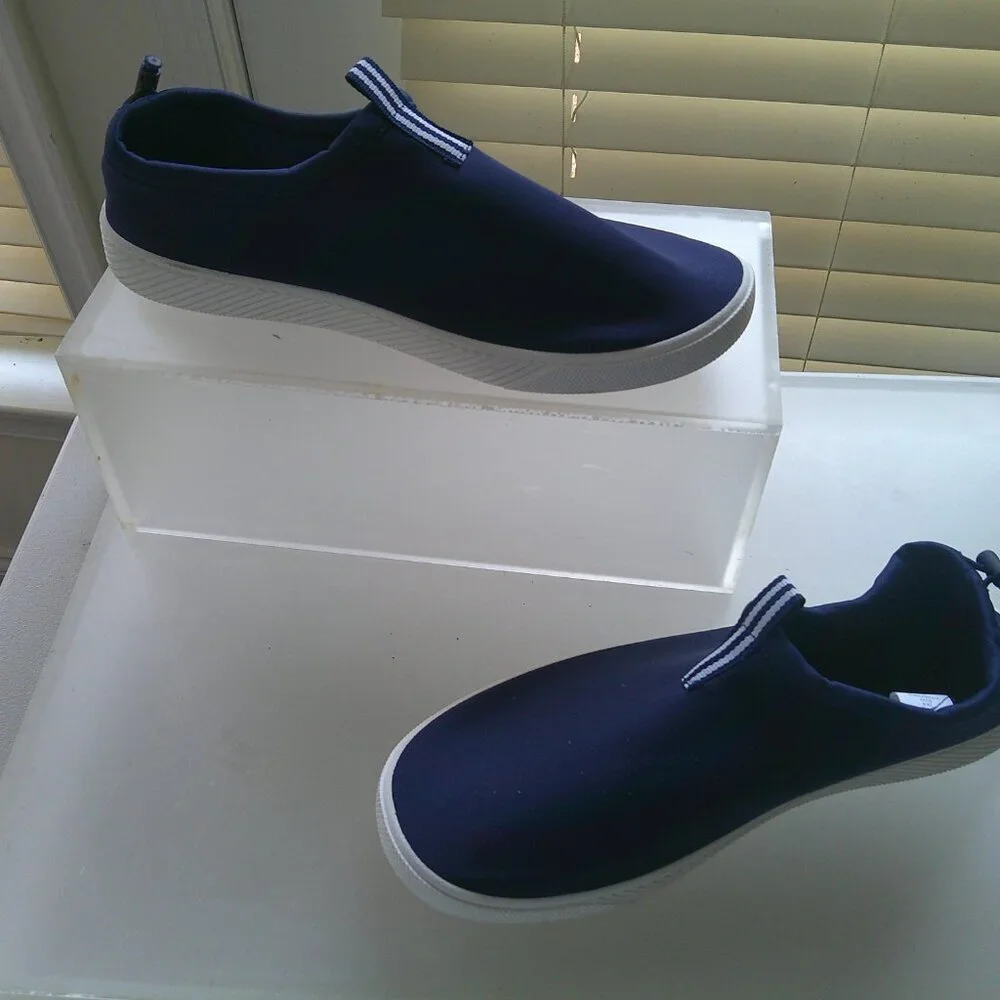 Lands’ End Navy Slip On Men's Sneakers 10D Comfort Stretch Casual Travel Shoes